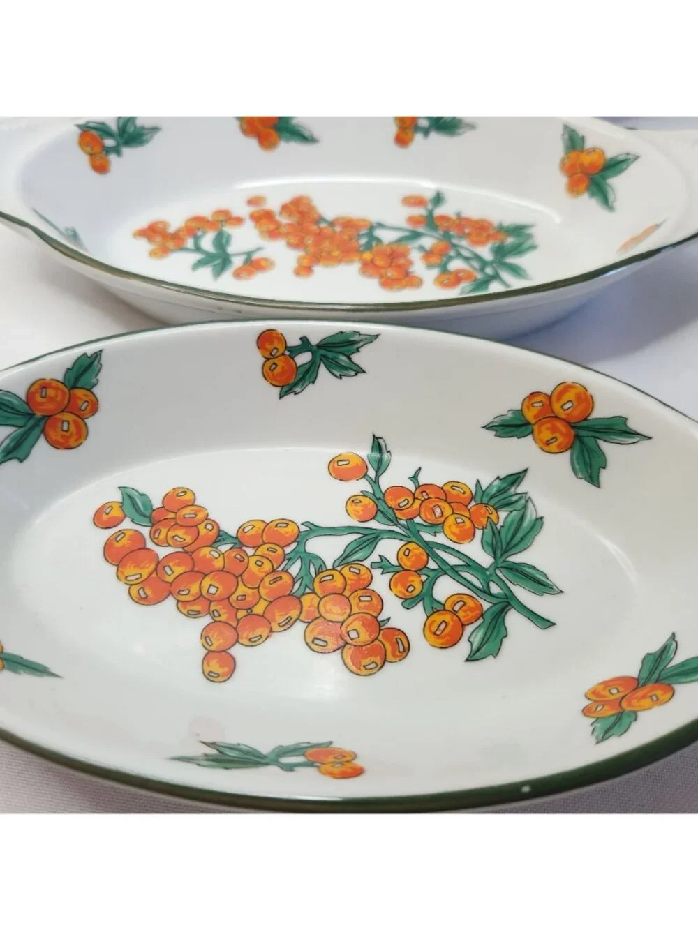 Berry Patch Fine China Oval Serving Dishes Set Of 3 Orange Berry Floral Design M